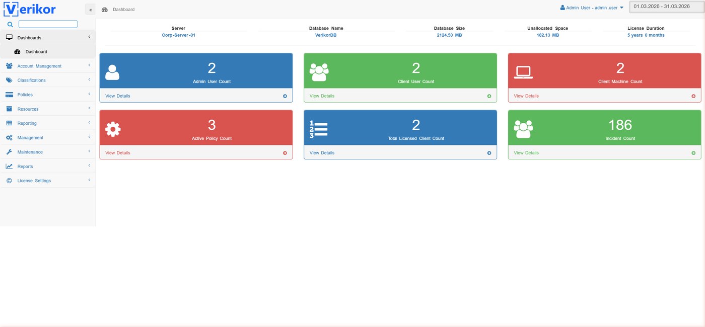Siberson console dashboard — live policy, incident and endpoint status