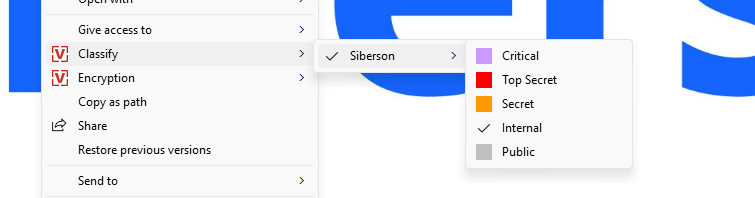 Two clicks in Explorer — right-click, classify